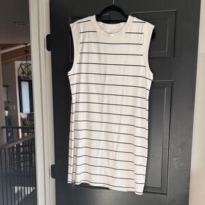 a new day White Sleeveless Knit Mini Dress with Navy Stripes